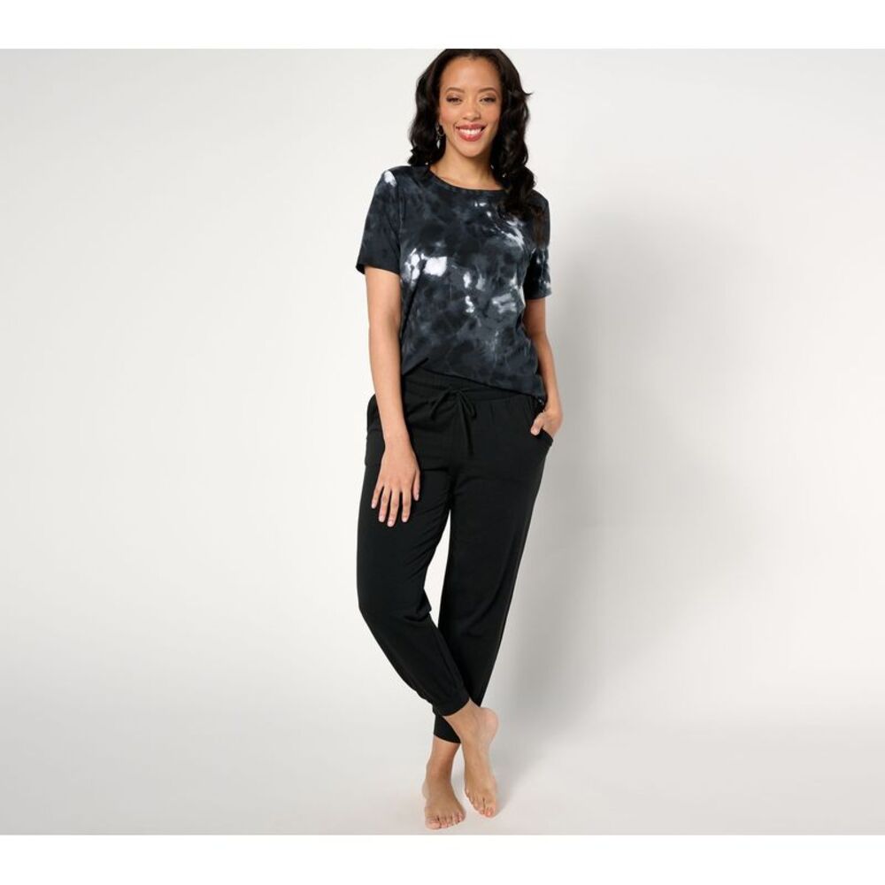 Anybody Women's Petite Sleepwear P2XS Lounge Cozy Knit Short Sleeve Black